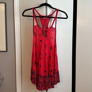 Free people top barely worn - red & navy patterned.